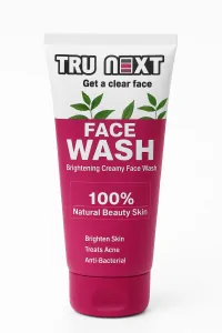 Tru Next Brightening Creamy Face Wash – 100% Natural Skin Cleanser for Clear, Glowing Skin